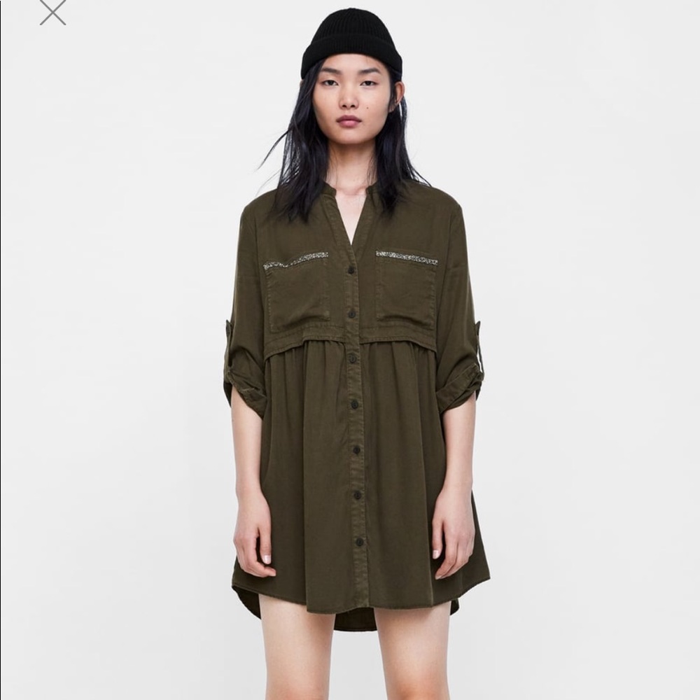 Zara beaded shirt dress